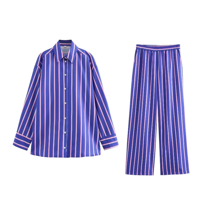 Striped winter women's pants and shirt set - Image 7
