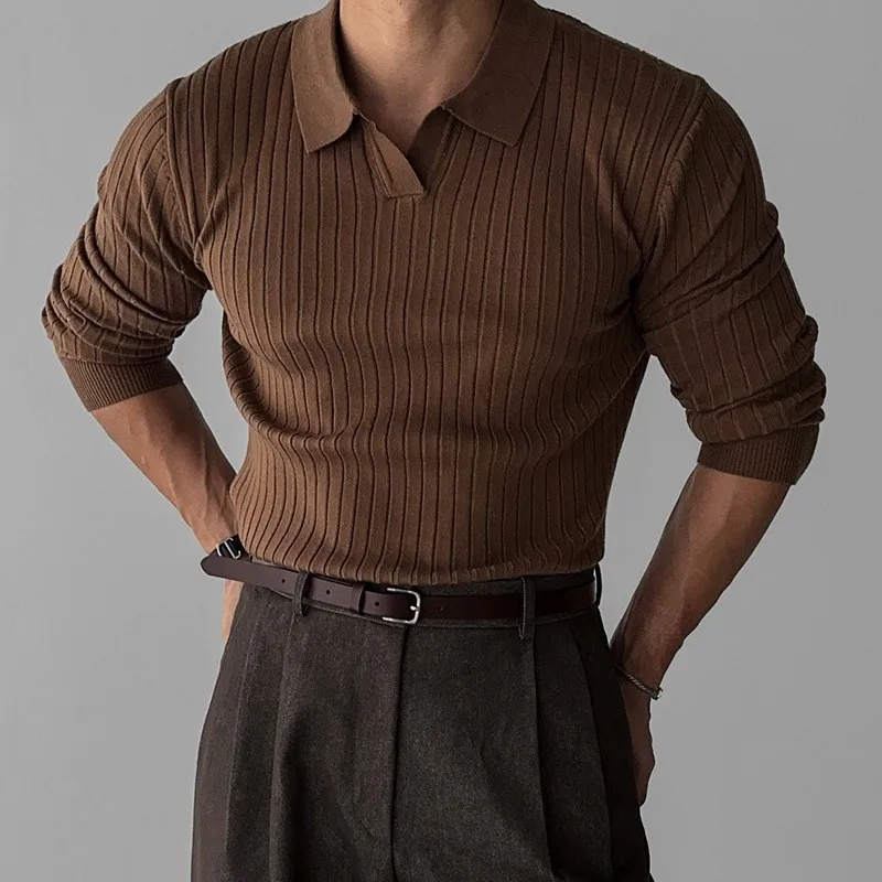 Striped Polo with Long sleeves for Men - Image 2