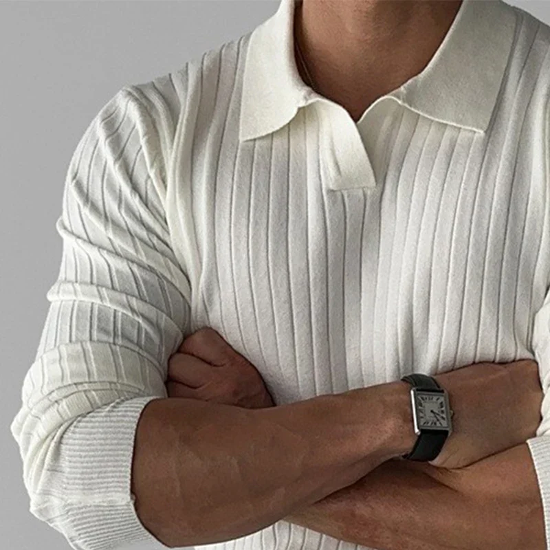Striped Polo with Long sleeves for Men - Image 4