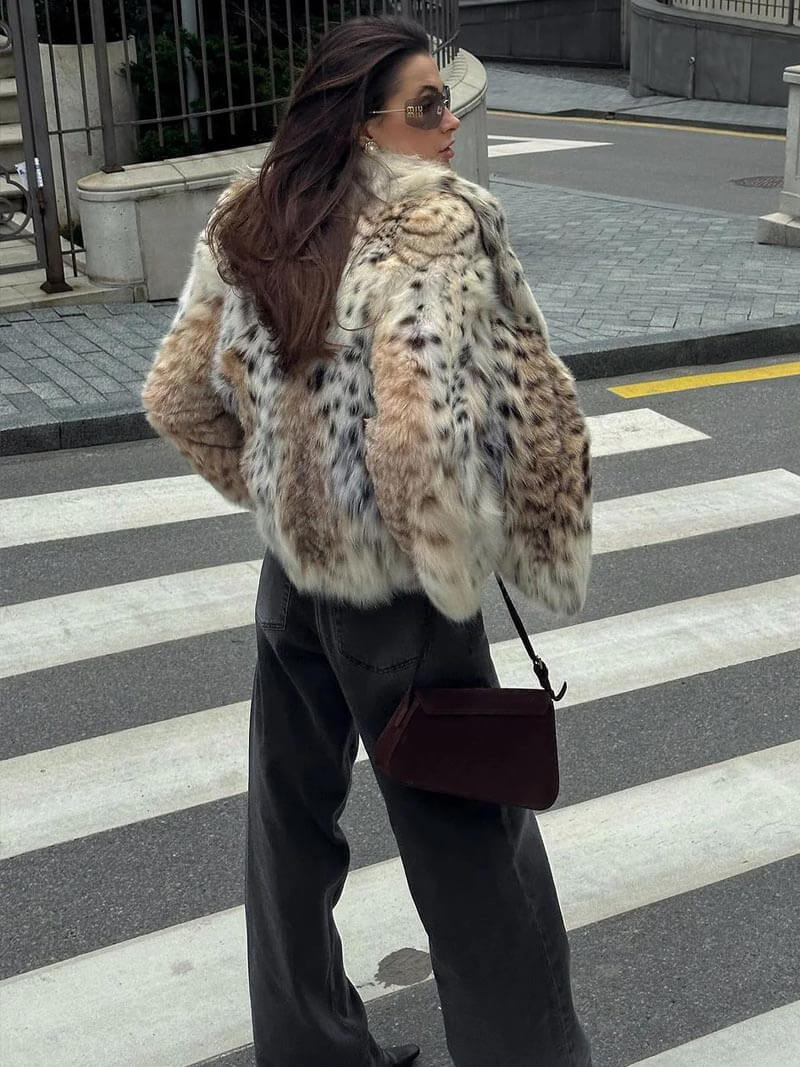 Leopard Velvetfur Coat – Statement Coat for Women with Bold Leopard Pattern - Image 2