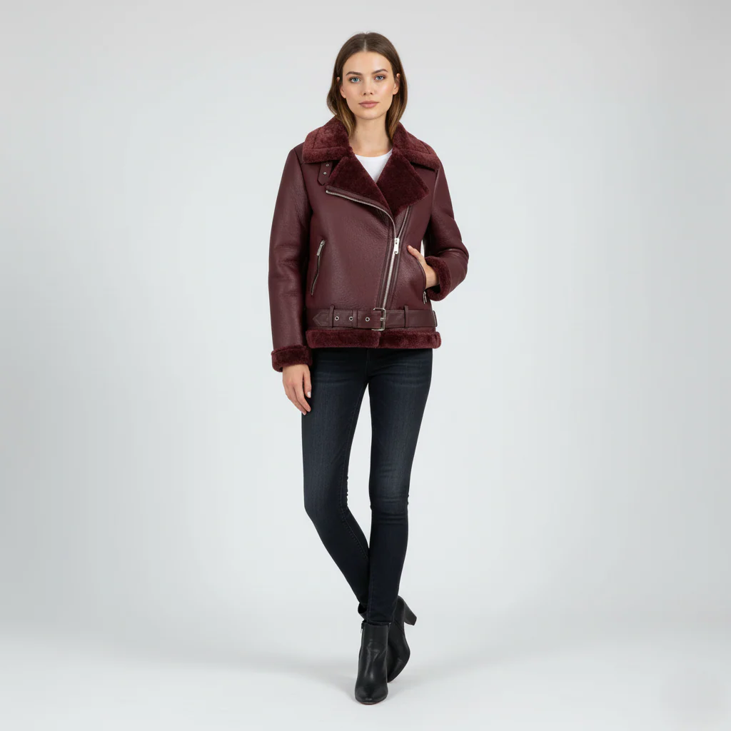 Maud Leather Jacket With Lining For Women - Image 3