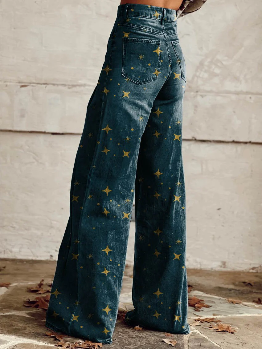 Ara - Wide-Leg Star Print Pants – High Waist – 3D Printed Design – Casual Fit - Image 2