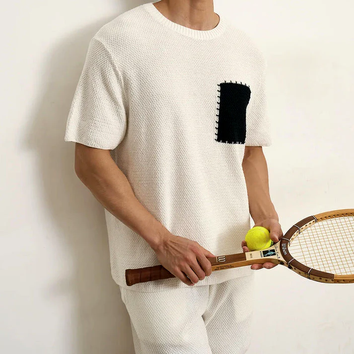 Milo's Breathable Knitted Patchwork T-Shirt - Image 2