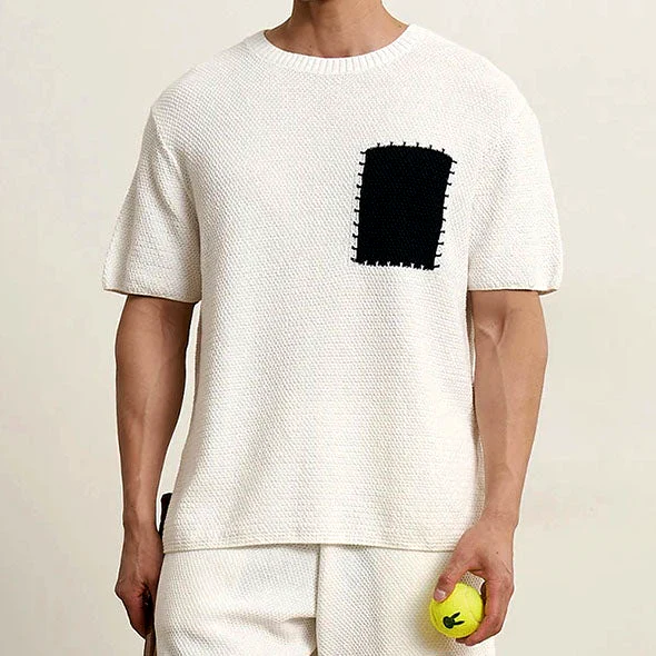 Milo's Breathable Knitted Patchwork T-Shirt - Image 3