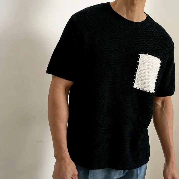Milo's Breathable Knitted Patchwork T-Shirt - Image 4