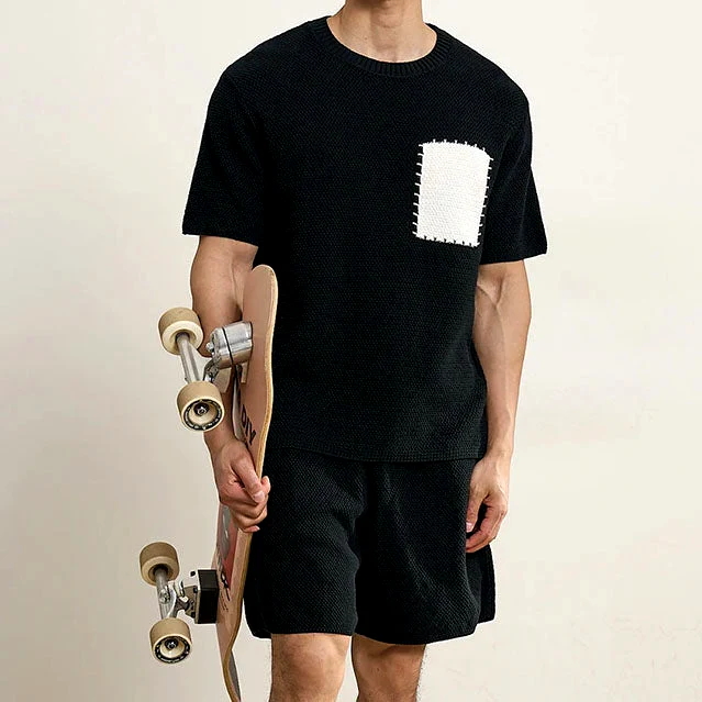 Milo's Breathable Knitted Patchwork T-Shirt - Image 5