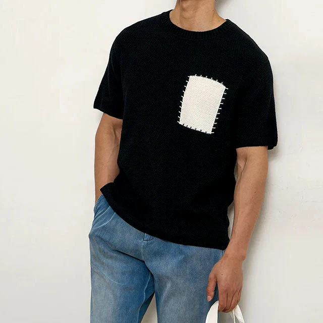 Milo's Breathable Knitted Patchwork T-Shirt - Image 6