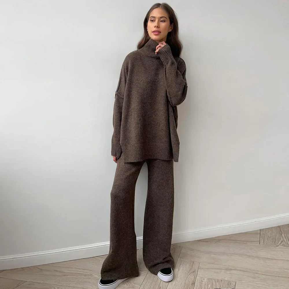 Women's Knitted Turtleneck Dress – Oversized Fit – Long Sleeves – Comfortable Style - Image 2