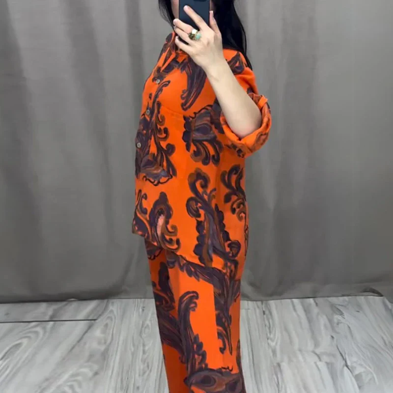 Ladies Set – Blouse with Long Sleeves & Wide Trousers – Paisley Print – Relaxed Fit - Image 6