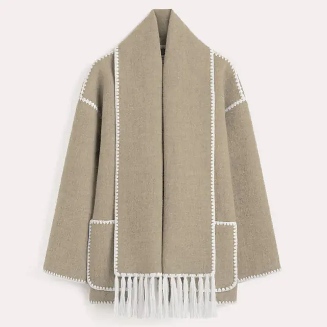 Lampiër Knitted Jacket with Scarf For Women - Image 10