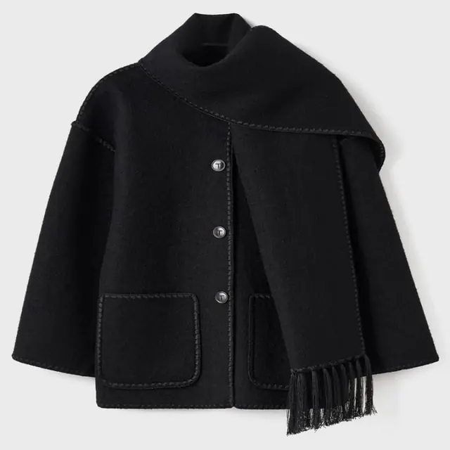 Lampiër Knitted Jacket with Scarf For Women - Image 13