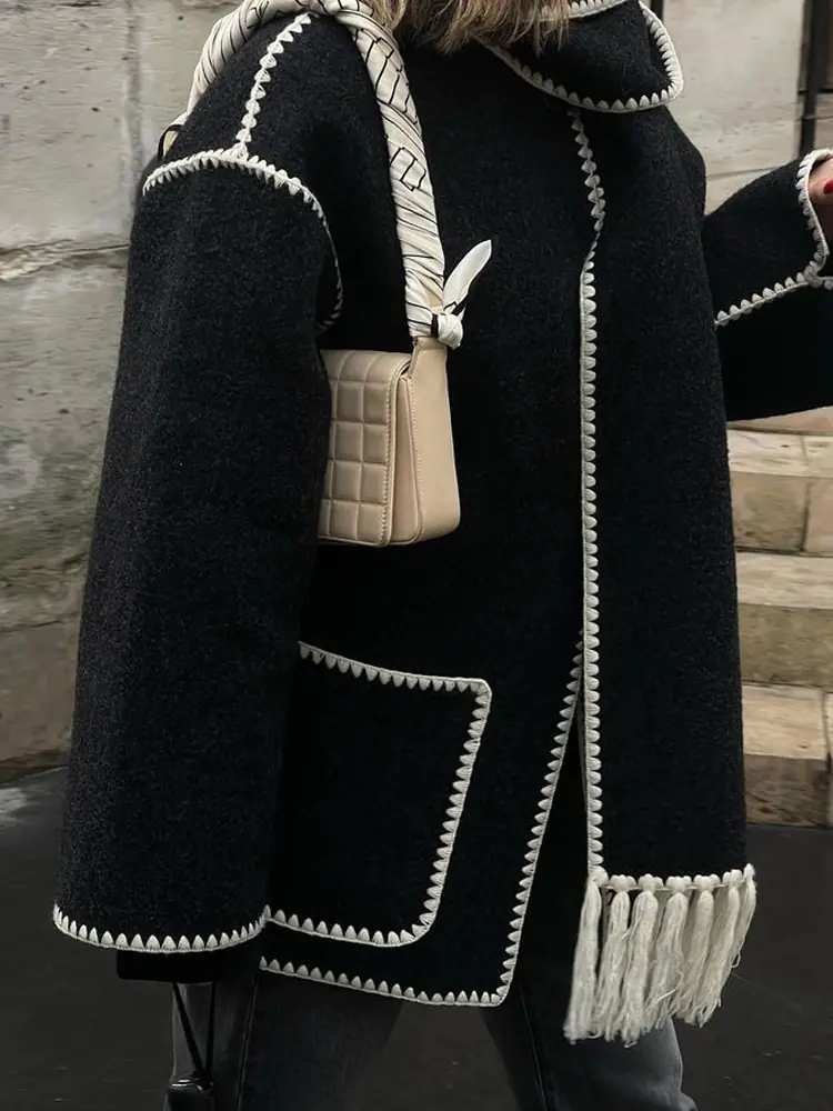 Lampiër Knitted Jacket with Scarf For Women - Image 3