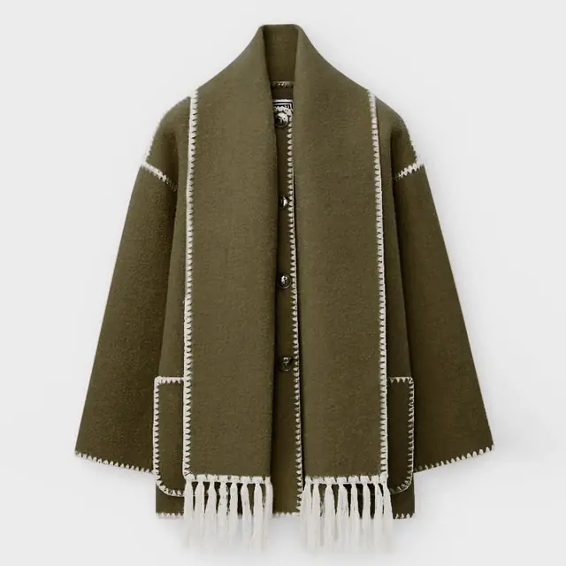 Lampiër Knitted Jacket with Scarf For Women - Image 7