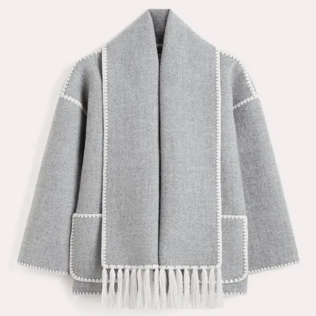 Lampiër Knitted Jacket with Scarf For Women - Image 8