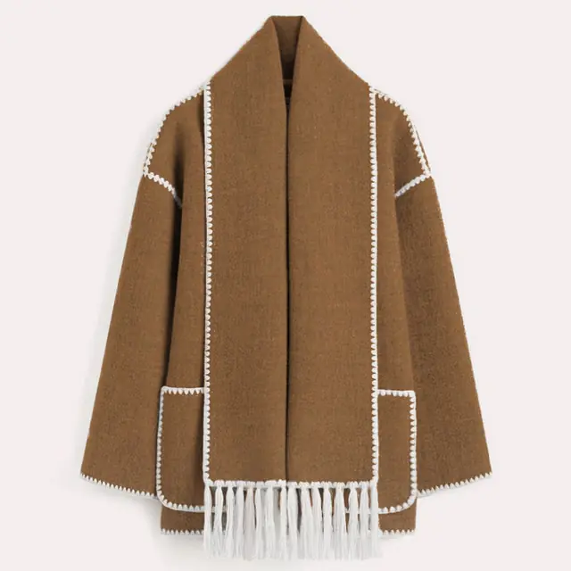 Lampiër Knitted Jacket with Scarf For Women - Image 9