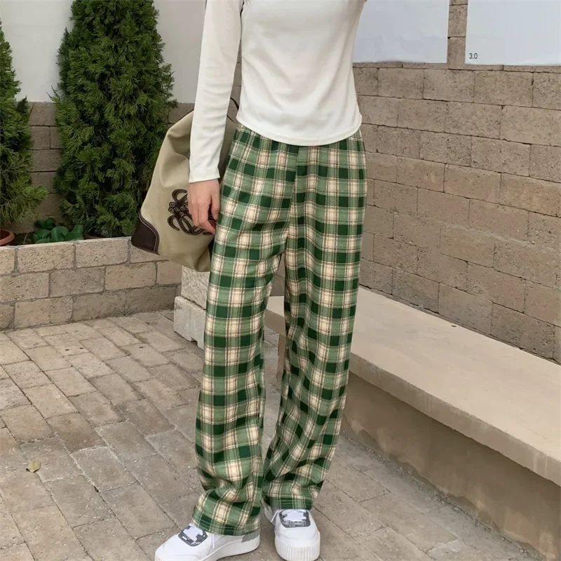 Women's Checked Pants – Wide Legs – Elastic Waist – Comfortable Lounge Fit - Image 12