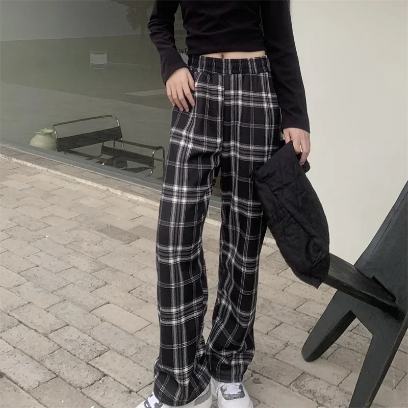 Women's Checked Pants – Wide Legs – Elastic Waist – Comfortable Lounge Fit - Image 7