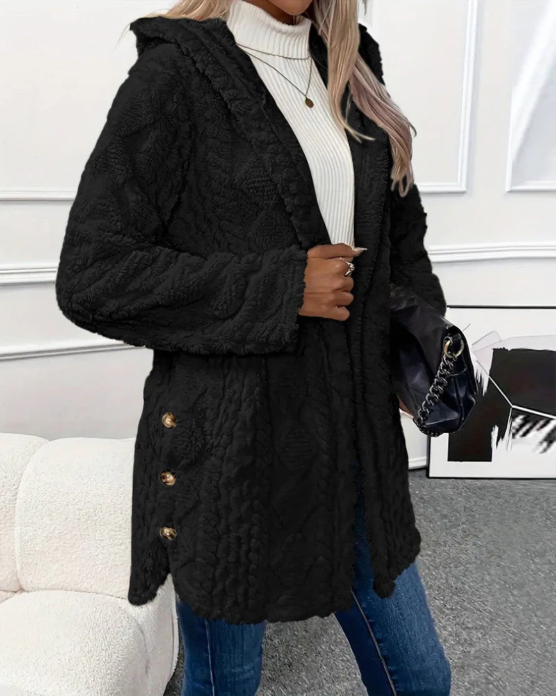 Women's Jacket - Faux Fur - Relaxed Fit - With Hood and Button Detail - Image 8