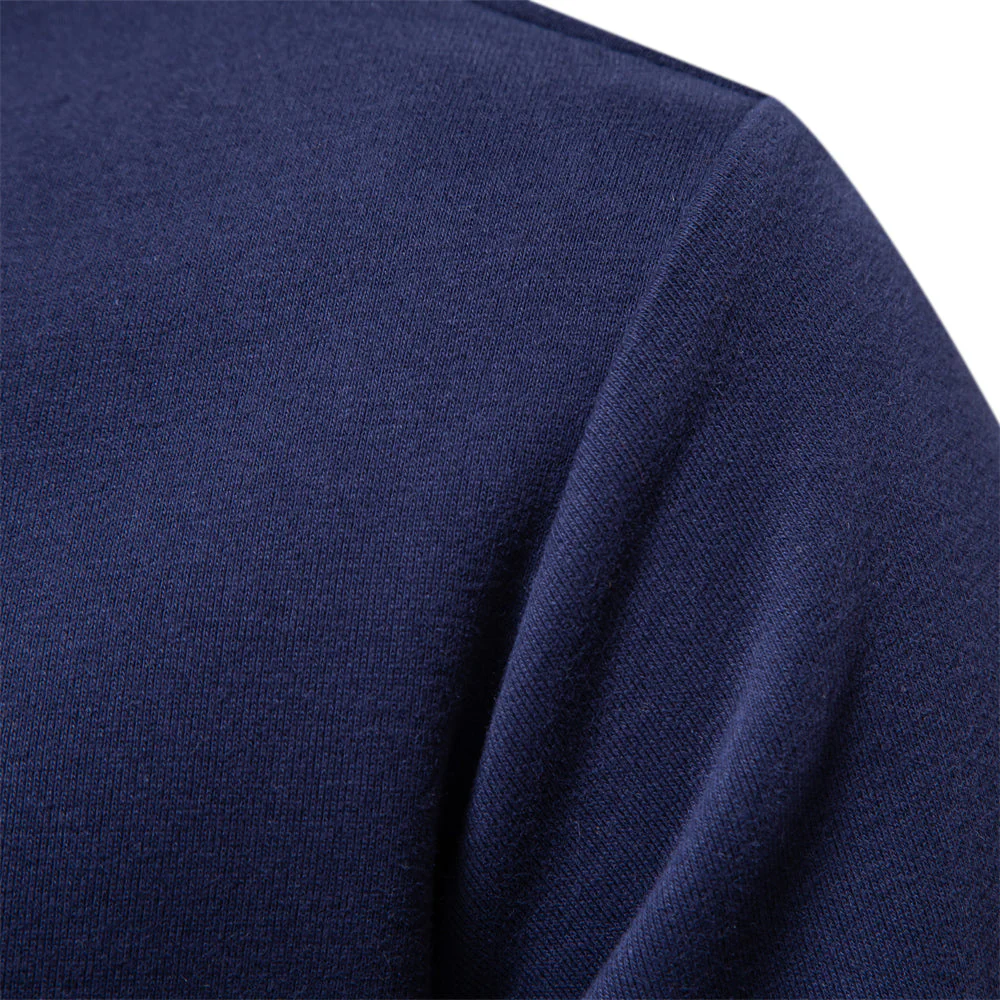 Men's Polo Shirt - Long Sleeves - Contrast Collar - Breathable Cotton - Slim Fit - Image 4