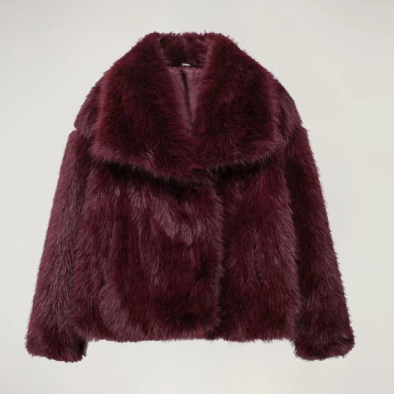 Women's Coat - Faux Fur - Oversized Collar - Relaxed Fit - Luxury Style - Image 4