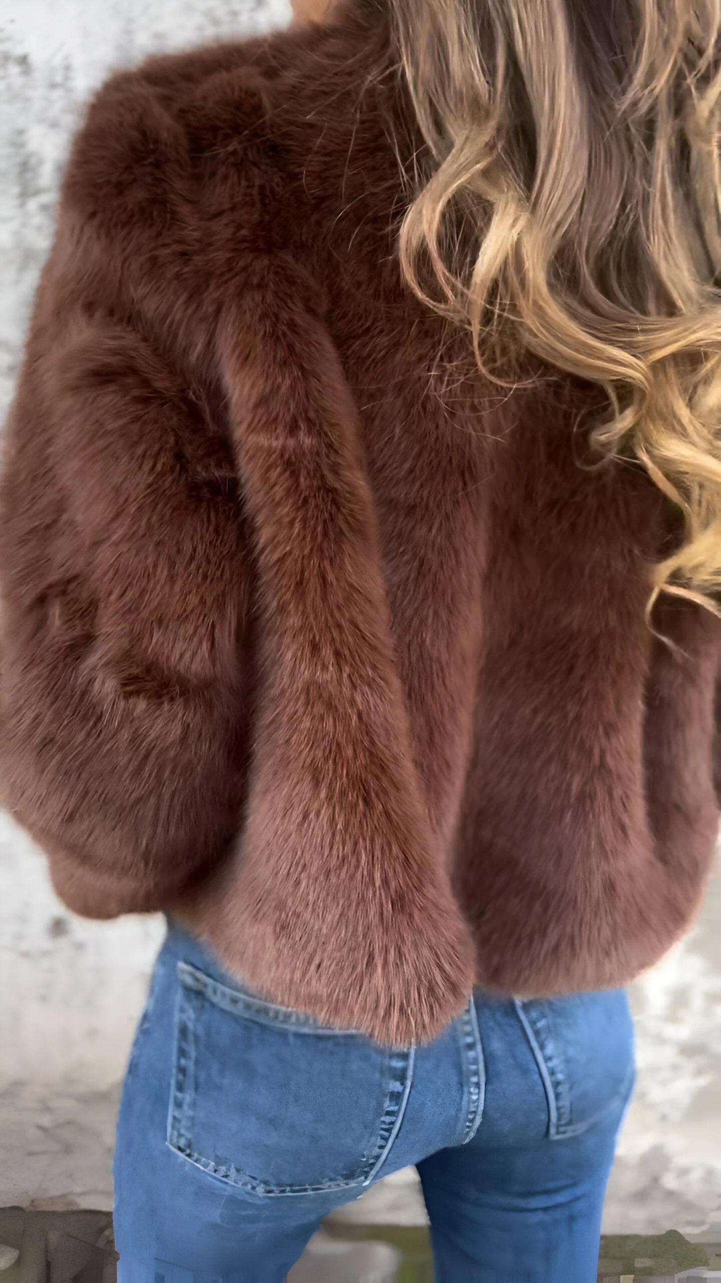 Women's Jacket - Faux Fur - High Collar - Regular Fit - Zipper Closure - Fashionable & Warm - Image 2