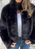Women's Jacket - Faux Fur - High Collar - Regular Fit - Zipper Closure - Fashionable & Warm - Image 6