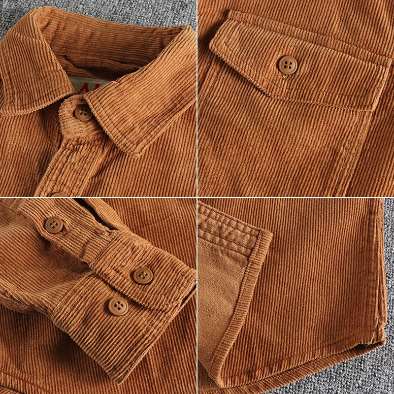 Men's Shirt - Corduroy - Regular Fit - Long Sleeve - Button Closure - Chest Pockets - Image 3