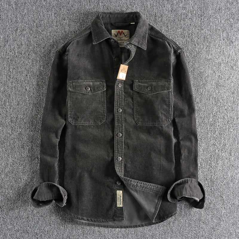 Men's Shirt - Corduroy - Regular Fit - Long Sleeve - Button Closure - Chest Pockets - Image 5