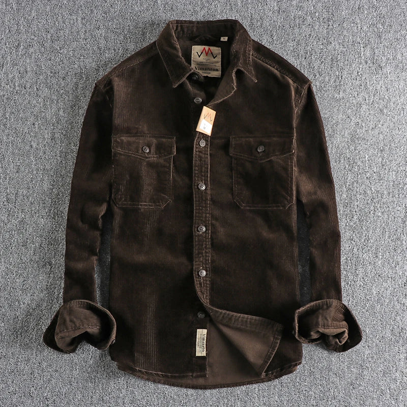 Men's Shirt - Corduroy - Regular Fit - Long Sleeve - Button Closure - Chest Pockets - Image 6