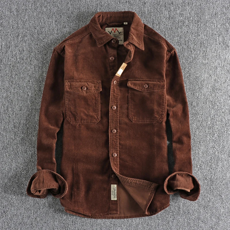 Men's Shirt - Corduroy - Regular Fit - Long Sleeve - Button Closure - Chest Pockets - Image 8