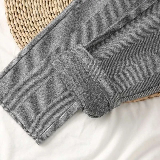 Ladies Trousers - Woolblend Herringbone - High Waist - Classic With Pleat And Belt Loop - Image 11