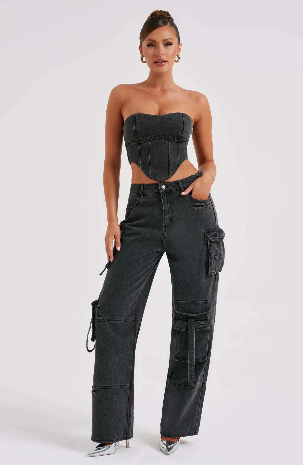 Women's Corset Top – Denim – Strapless – Fitted – Cropped – Fashionable Fit - Image 8