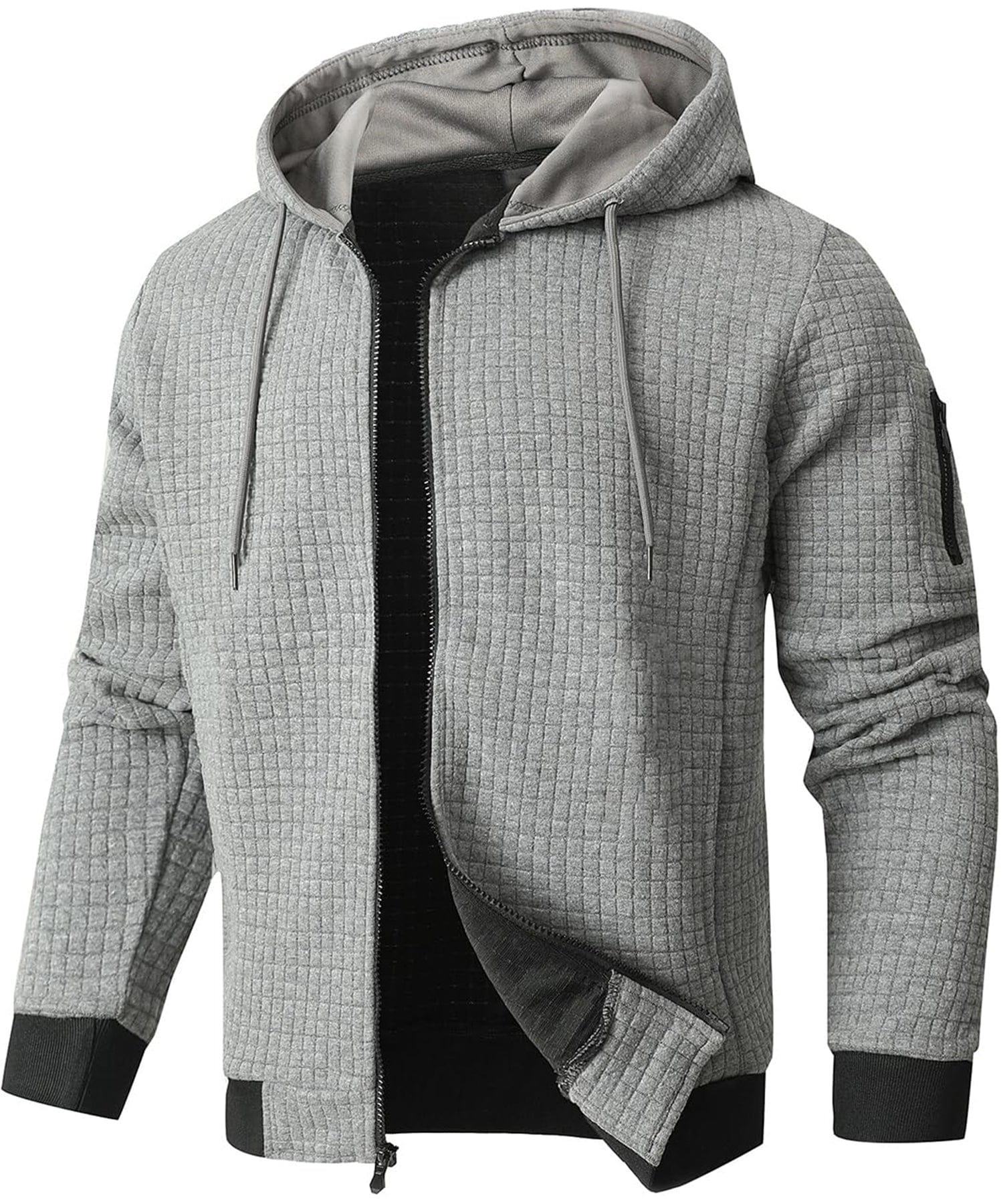 Theodore Quilted Regular Fit Hoodie | Full Zip Hip-Length Hoodie - Image 4
