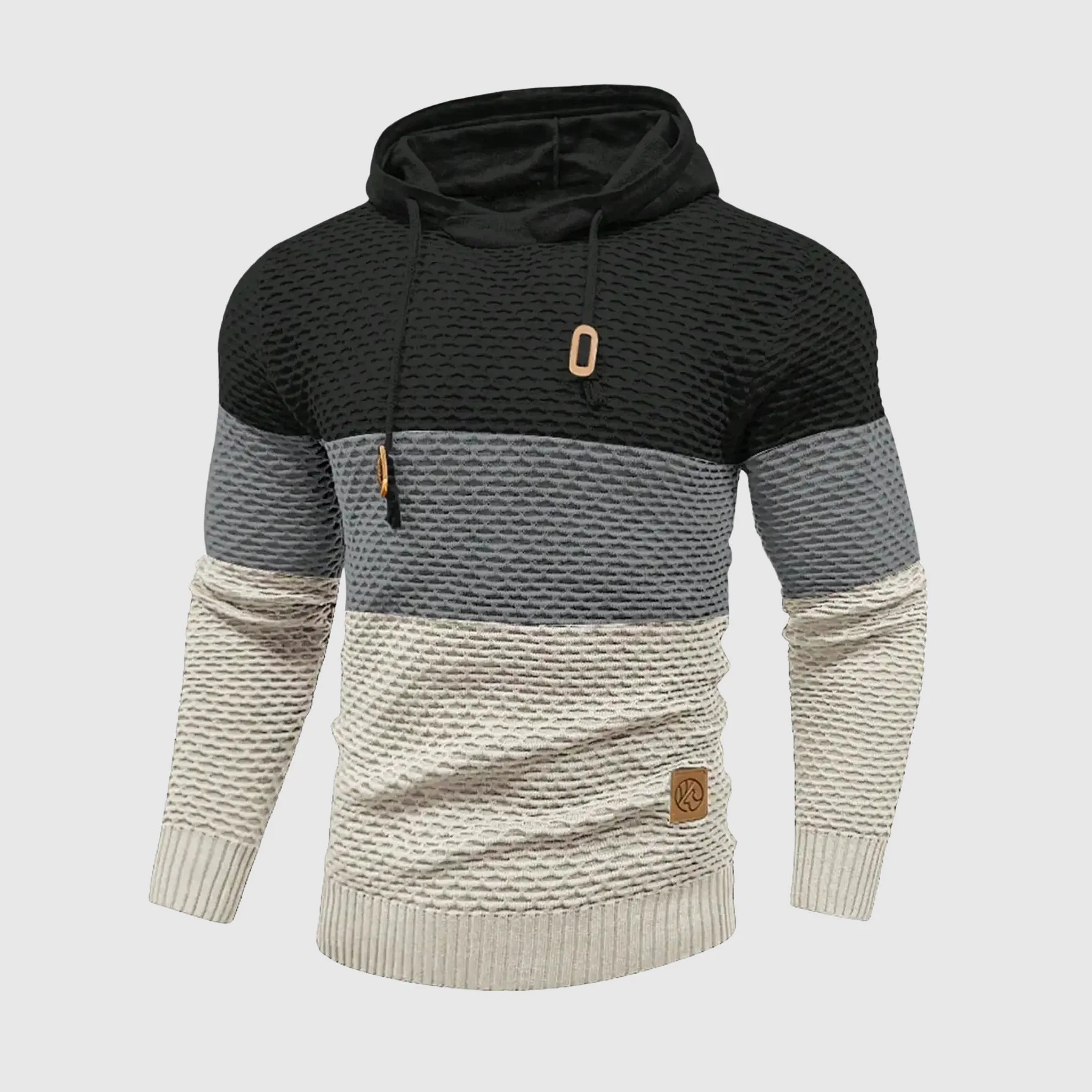 Theodore Regular Fit Hooded Pullover | Color Block Textured Knit Pullover - Image 5