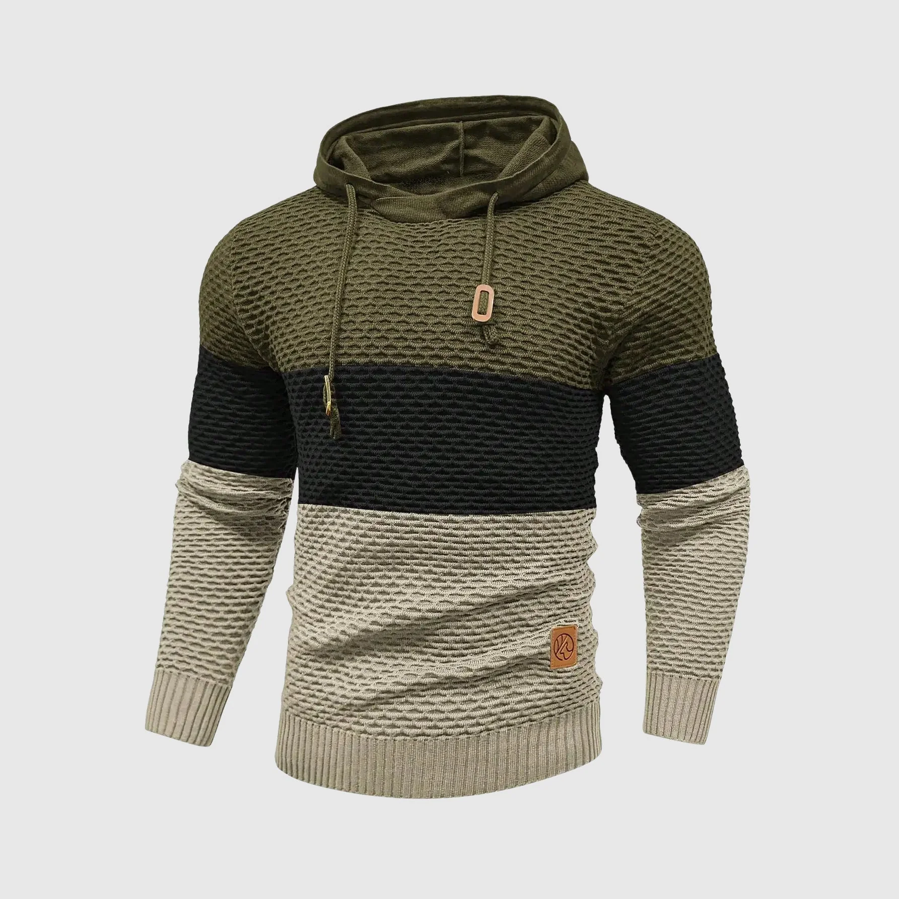 Theodore Regular Fit Hooded Pullover | Color Block Textured Knit Pullover - Image 6
