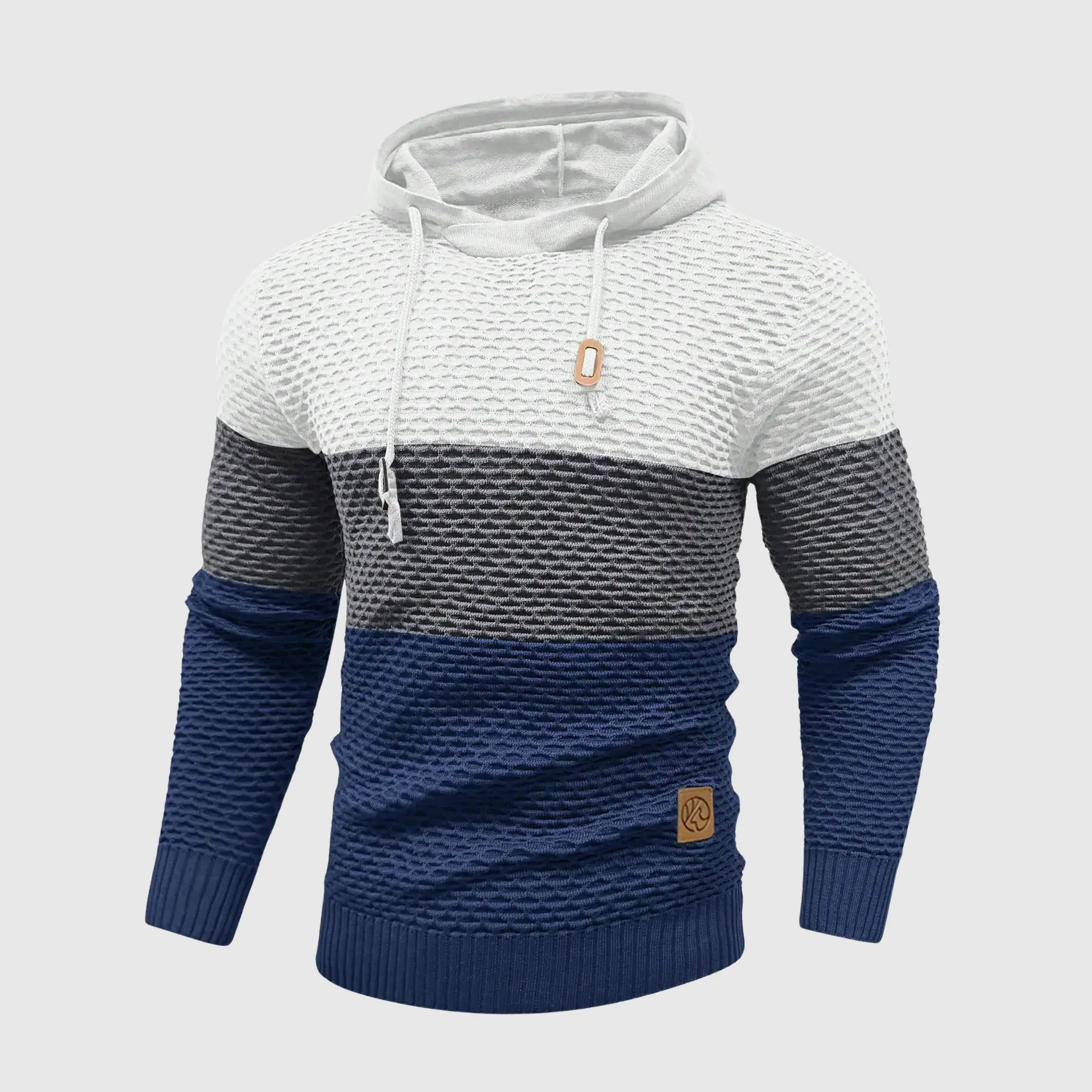 Theodore Regular Fit Hooded Pullover | Color Block Textured Knit Pullover - Image 7