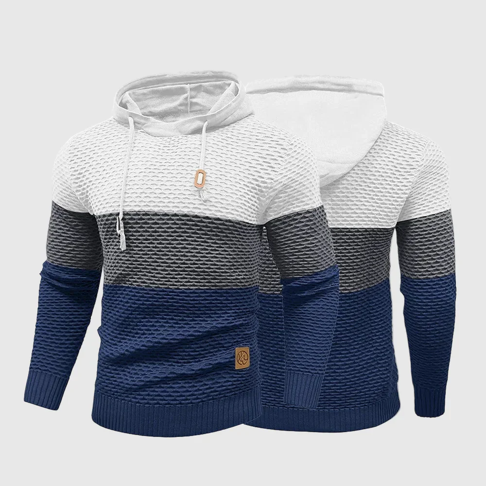 Theodore Regular Fit Hooded Pullover | Color Block Textured Knit Pullover - Image 8