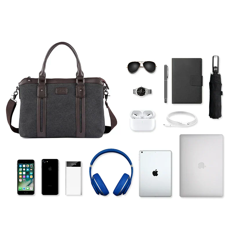 Theodore Shoulder Bag | Leather Trim Zipper Closure Shoulder Bag - Image 3