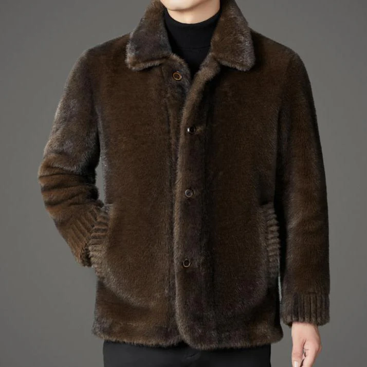 Theodore Fleece Regular Fit Collared Jacket | Button Front Side Pockets Jacket - Image 5