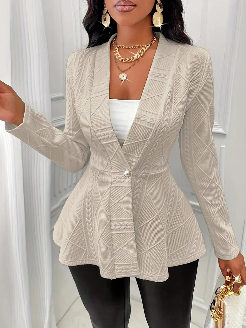Women's Blazer - Tailored Fit - Cable-Knit Design - Long Sleeves - Single Button Closure - Image 4