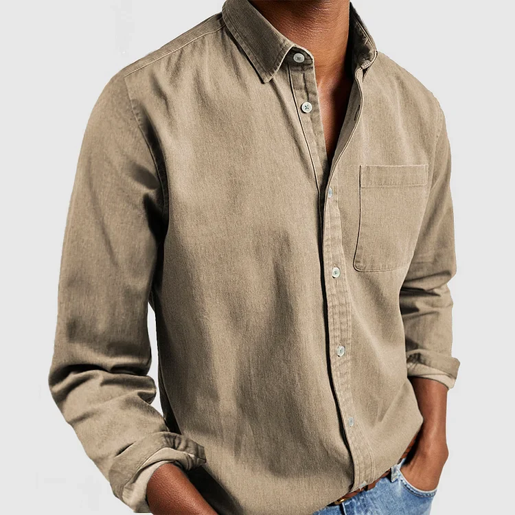 Men's Shirt – Cotton – Long Sleeve – Regular Fit – With Chest Pocket - Image 2