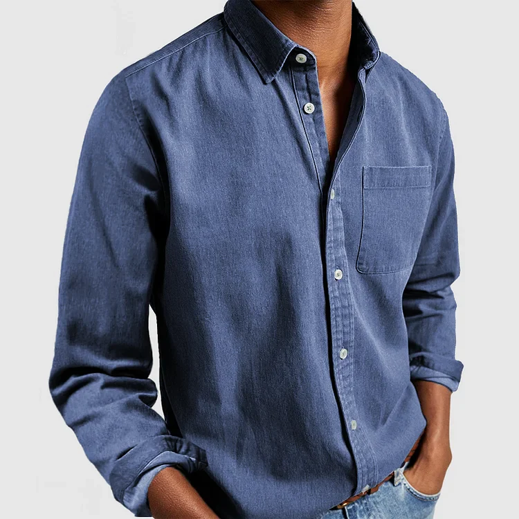Men's Shirt – Cotton – Long Sleeve – Regular Fit – With Chest Pocket - Image 3