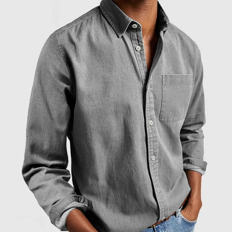 Men's Shirt – Cotton – Long Sleeve – Regular Fit – With Chest Pocket - Image 4