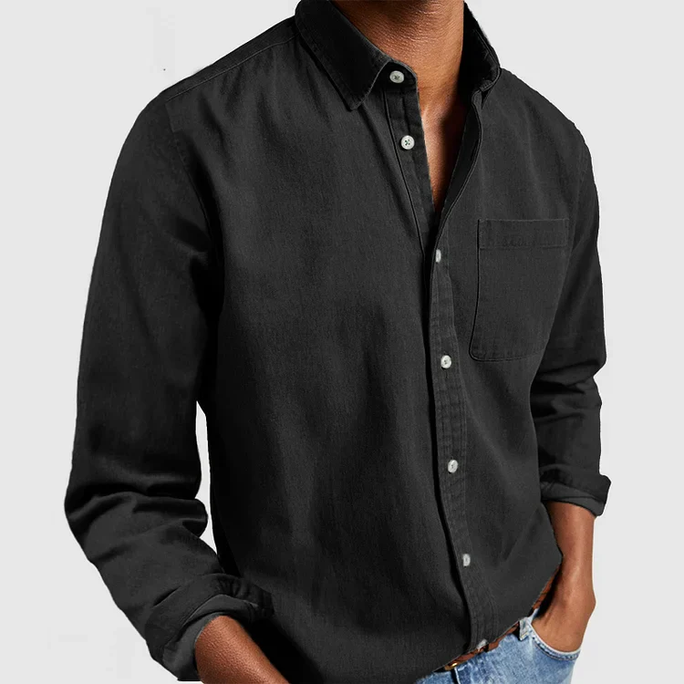 Men's Shirt – Cotton – Long Sleeve – Regular Fit – With Chest Pocket - Image 5