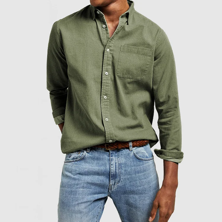 Men's Shirt – Cotton – Long Sleeve – Regular Fit – With Chest Pocket - Image 7