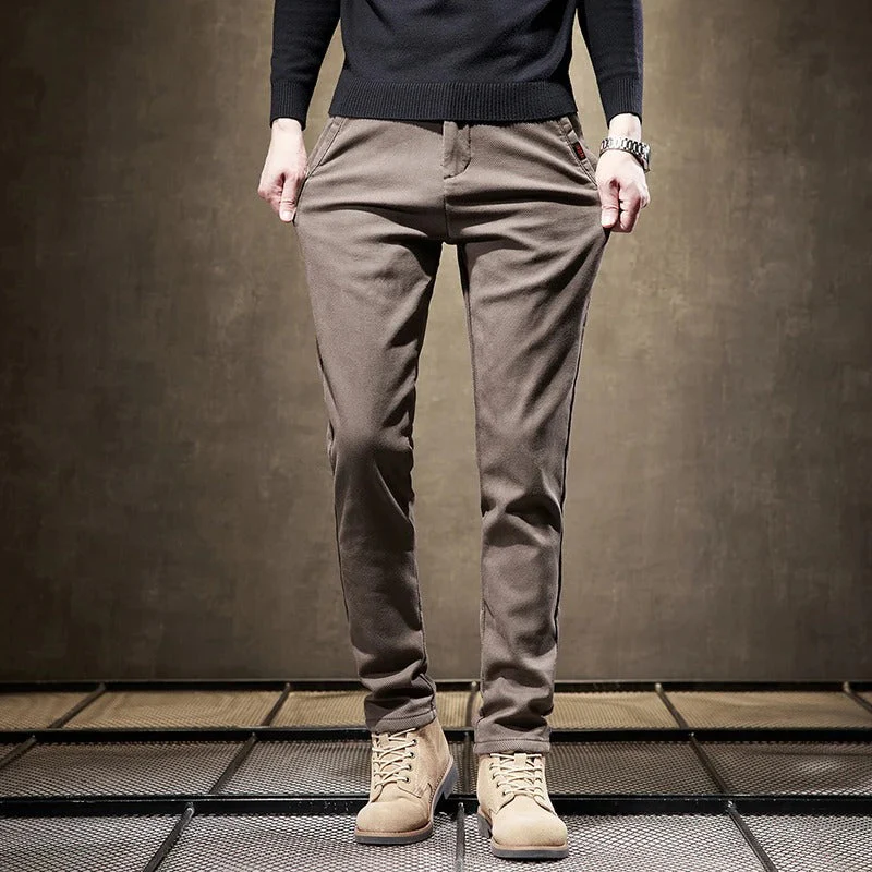 Men's Pants - Tapered Fit - Slanted Pockets - Comfortable Warm Fabric - Casual Look - Image 3