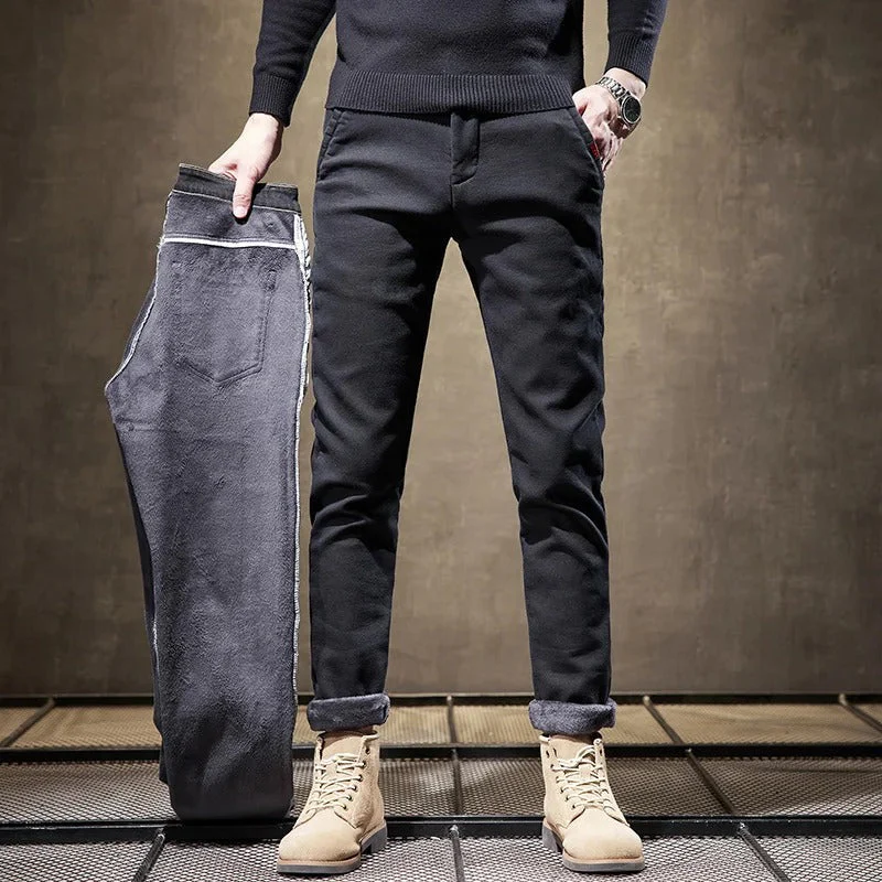 Men's Pants - Tapered Fit - Slanted Pockets - Comfortable Warm Fabric - Casual Look - Image 4