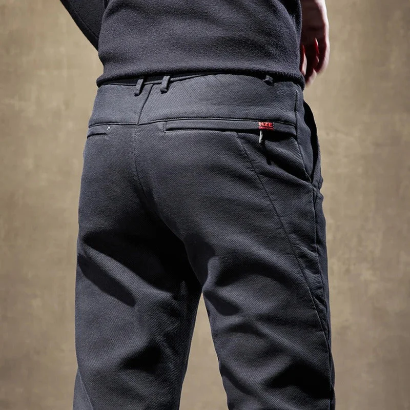 Men's Pants - Tapered Fit - Slanted Pockets - Comfortable Warm Fabric - Casual Look - Image 5