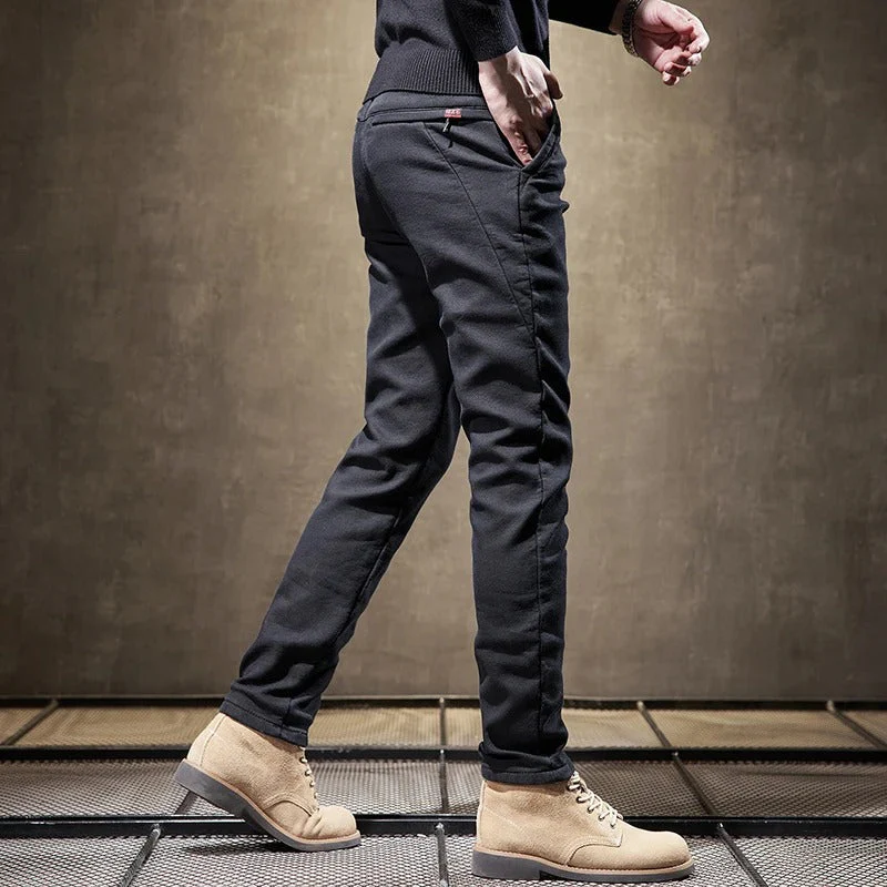 Men's Pants - Tapered Fit - Slanted Pockets - Comfortable Warm Fabric - Casual Look - Image 6