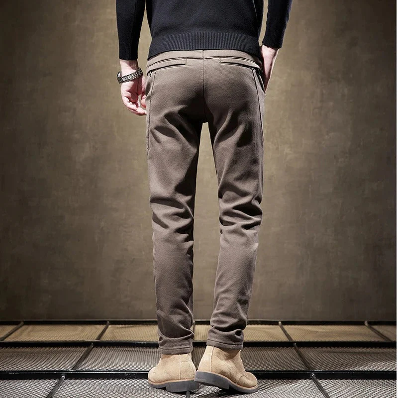 Men's Pants - Tapered Fit - Slanted Pockets - Comfortable Warm Fabric - Casual Look - Image 7